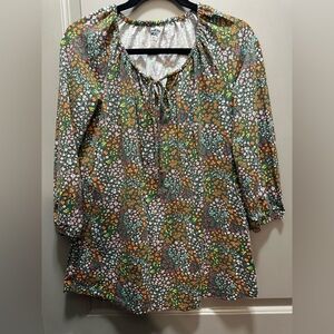 Lands’ End Size M (10-12) Floral Tie-Front Top EUC